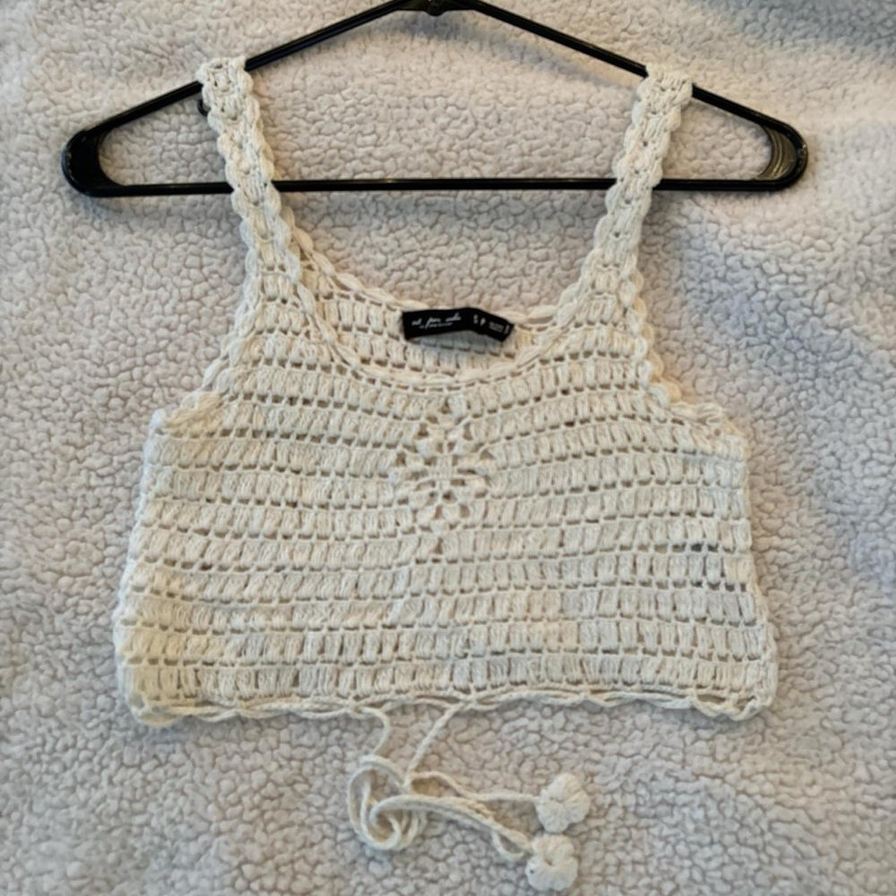 Women's Crochet Crop Top - Cream